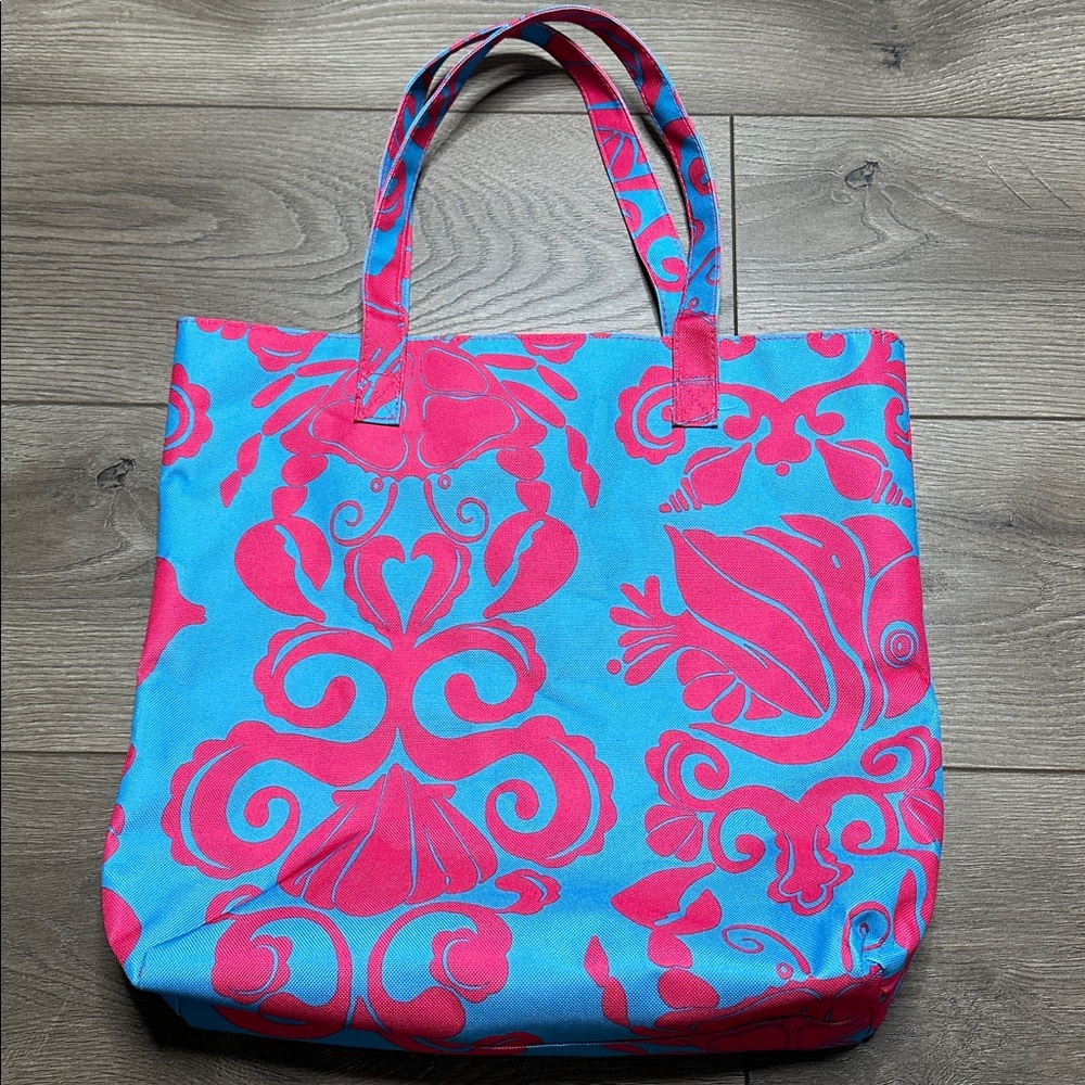 Lilly Pulitzer For Estee Lauder Tote Bag Blue Red - Picture 5 of 11